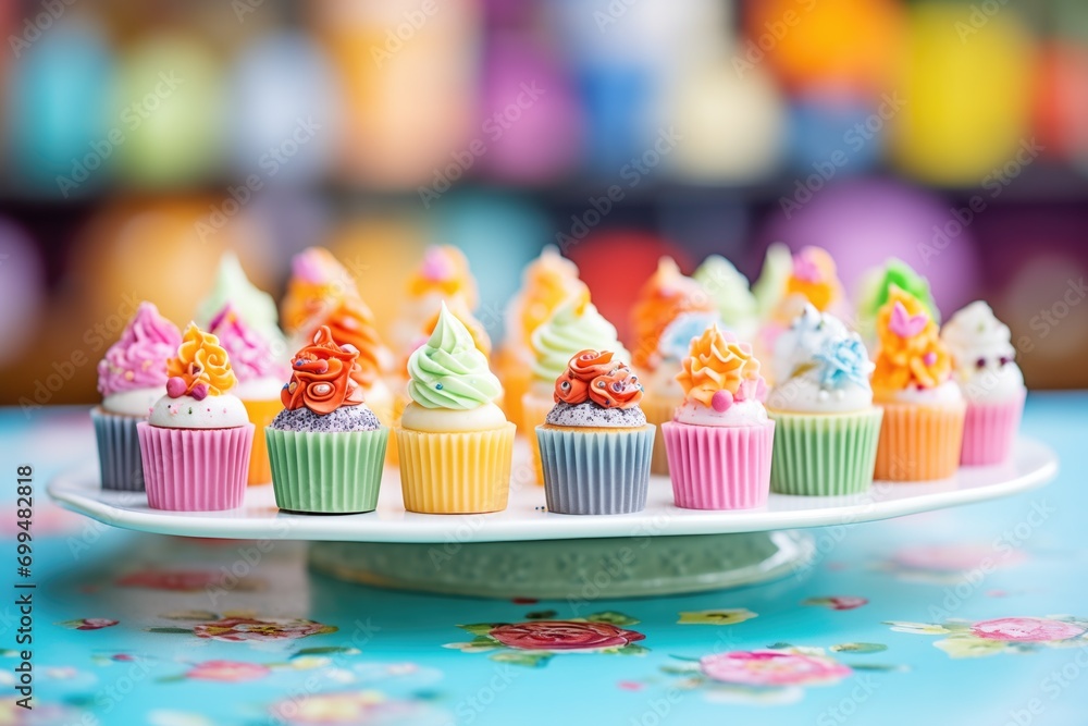 selection of cupcakes with colorful icing
