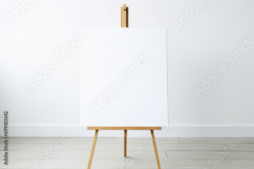 Studio easel art canvas wooden artist background empty billboard white blank photo
