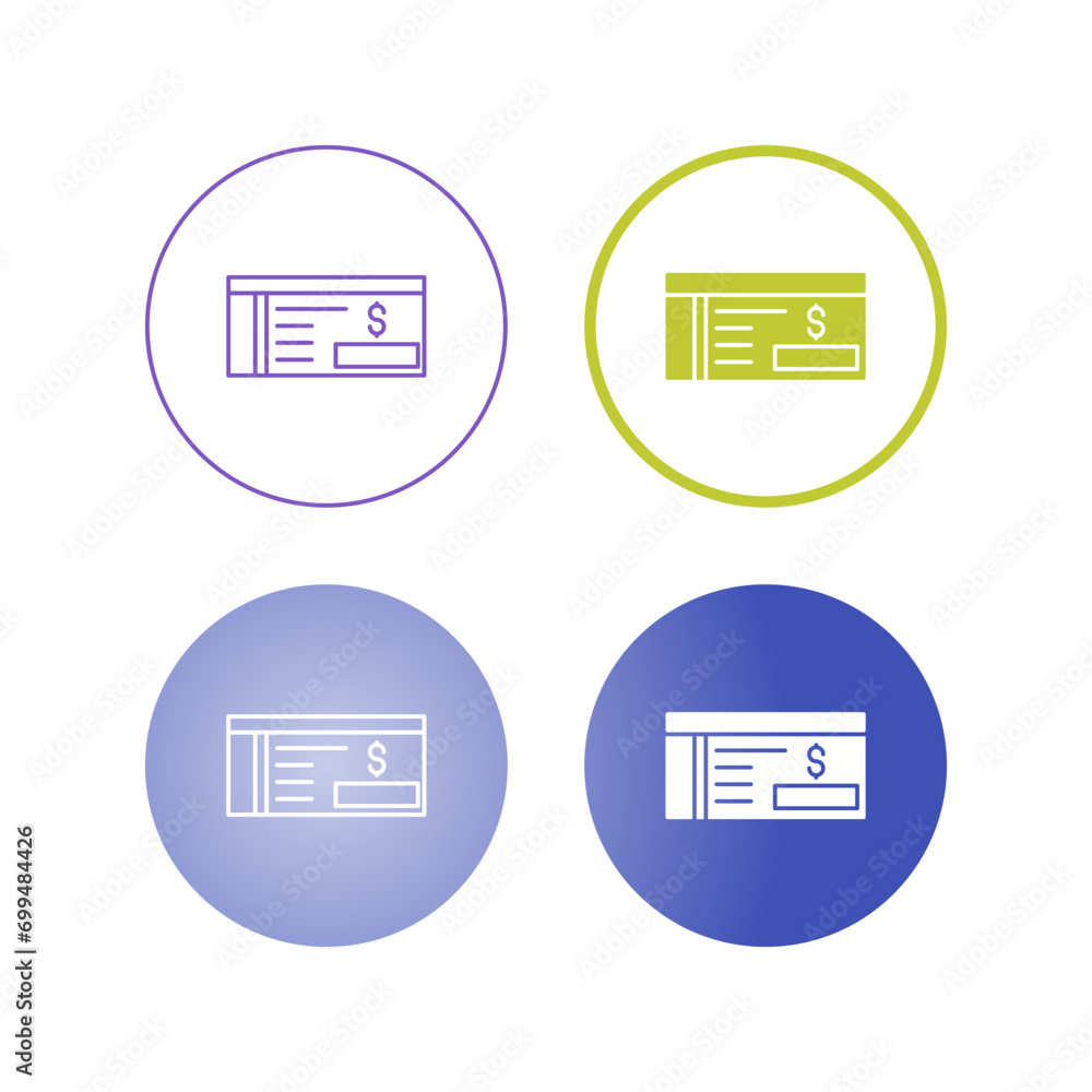 Bank Check Vector Icon Bank Check Vector Icon