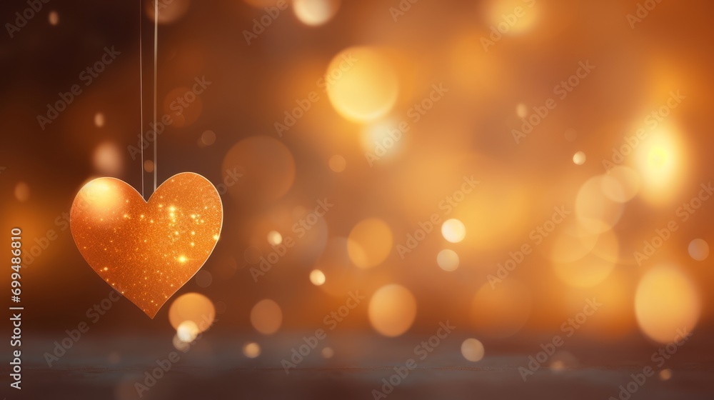 Radiant mini heart element illuminated with soft light and bokeh abstract background Radiant mini heart element illuminated with soft light and bokeh abstract background