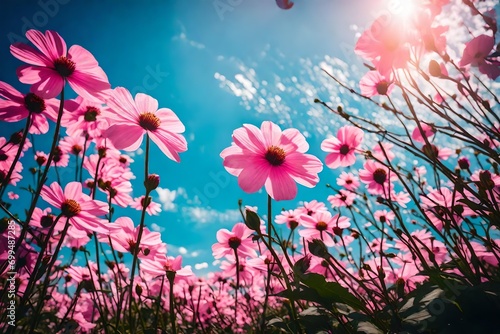 pink flowers in a field © qaiser