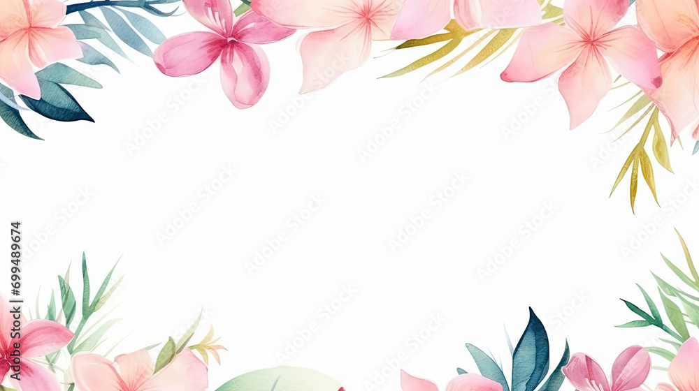 Watercolour frame with flowers and florals, copy space Watercolour frame with flowers and florals, copy space