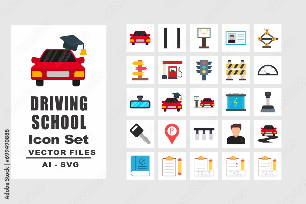 Driving School Set File - obrazy, fototapety, plakaty 