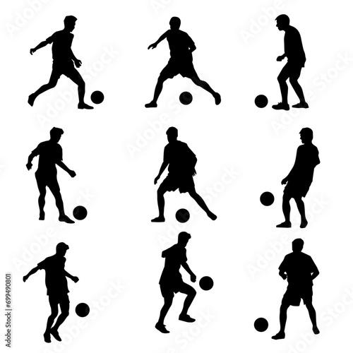 Wallpaper Mural Silhouette collection of male soccer player kicking a ball. Silhouette group of football player in action pose. Torontodigital.ca