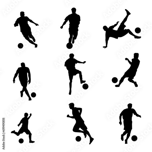 Wallpaper Mural Silhouette collection of male soccer player kicking a ball. Silhouette group of football player in action pose. Torontodigital.ca