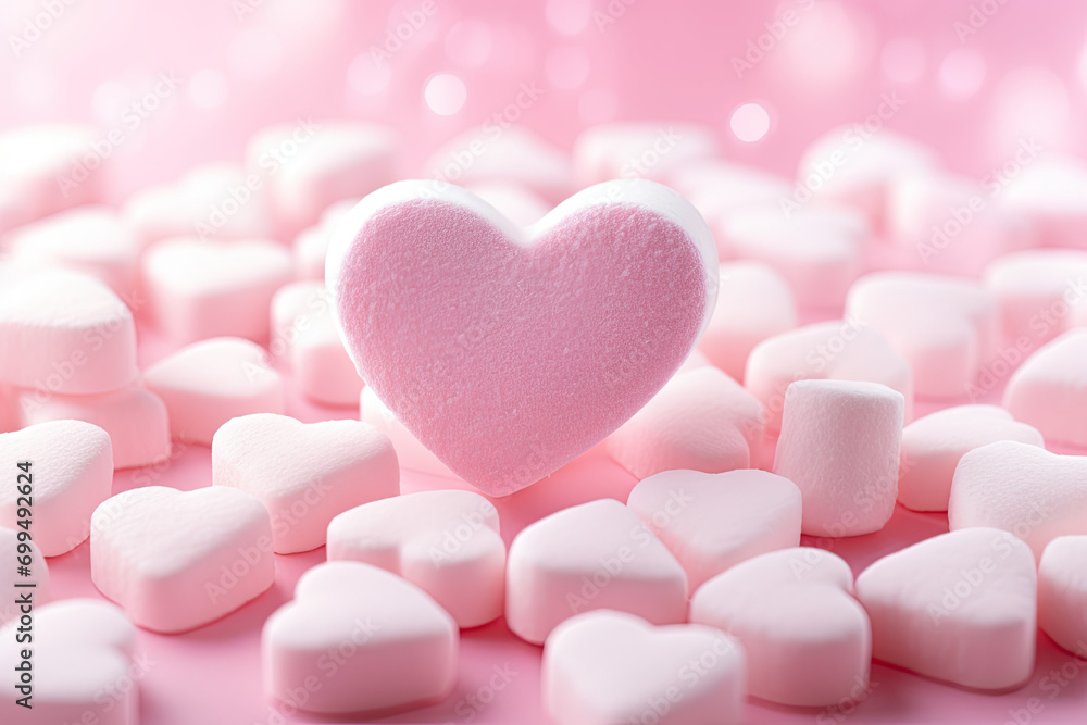 Obraz premium heart shaped candies, white and pink 