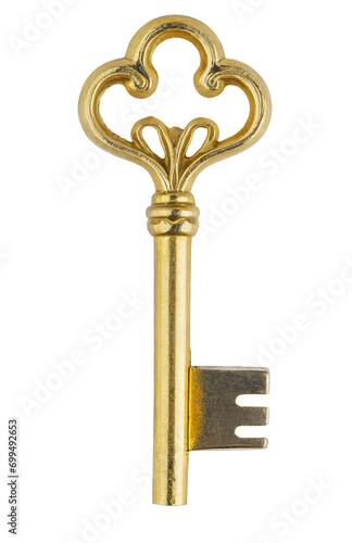 Vintage key - isolated on white background