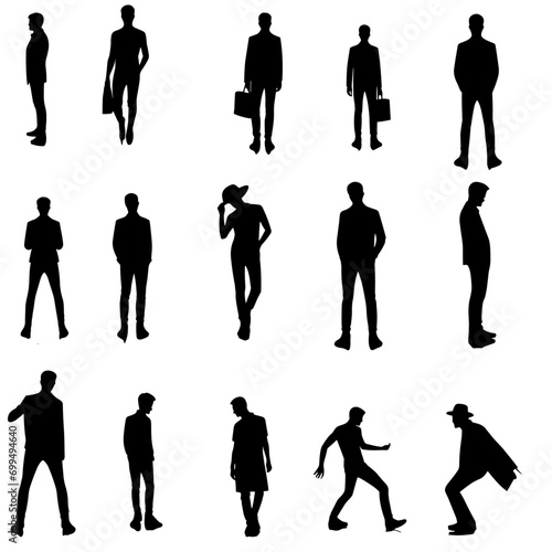 set of silhouettes of man, set of silhouette of business man