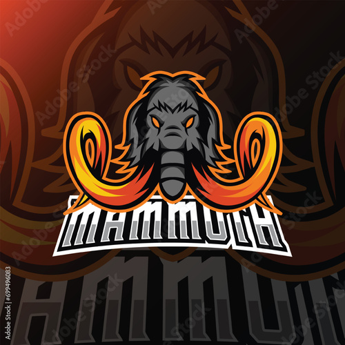 mammoth e-sport mascot logo design vector template with editable modern concept. mammoth illustration for sport and e-sport team.