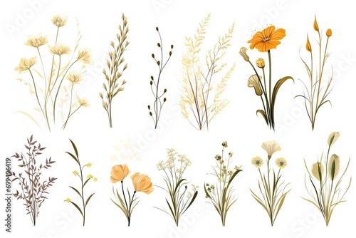 A beautiful floral illustration set with many elements to capture the essence of nature in spring and summer.
