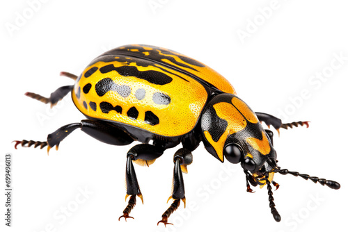 Top side closeup macro view of beautiful Beetle isolated on white background PNG © JetHuynh