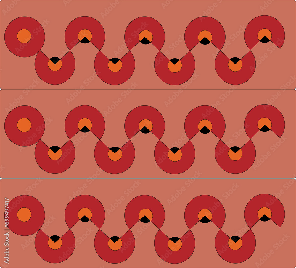 Various geometrical objects, mostly circles pattern.