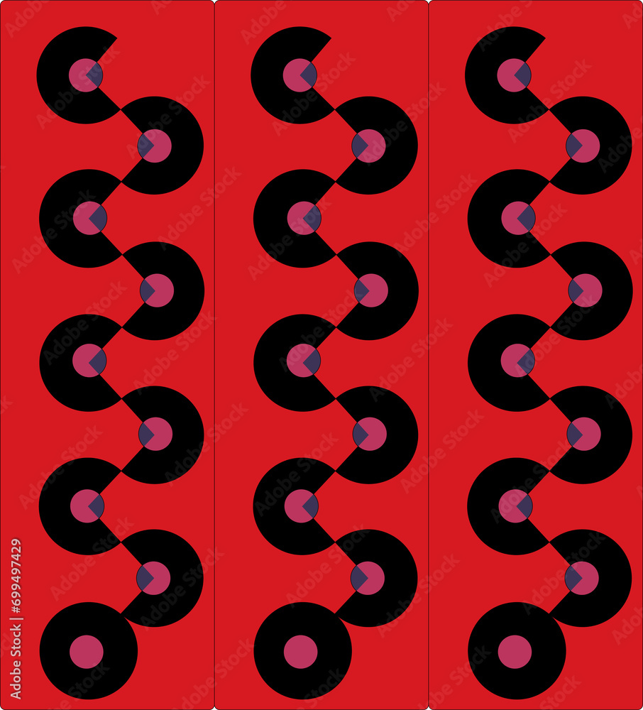 Various geometrical objects, mostly circles pattern.