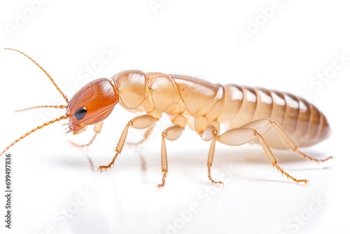 Top side closeup macro view of beautiful termite isolated on white background © JetHuynh