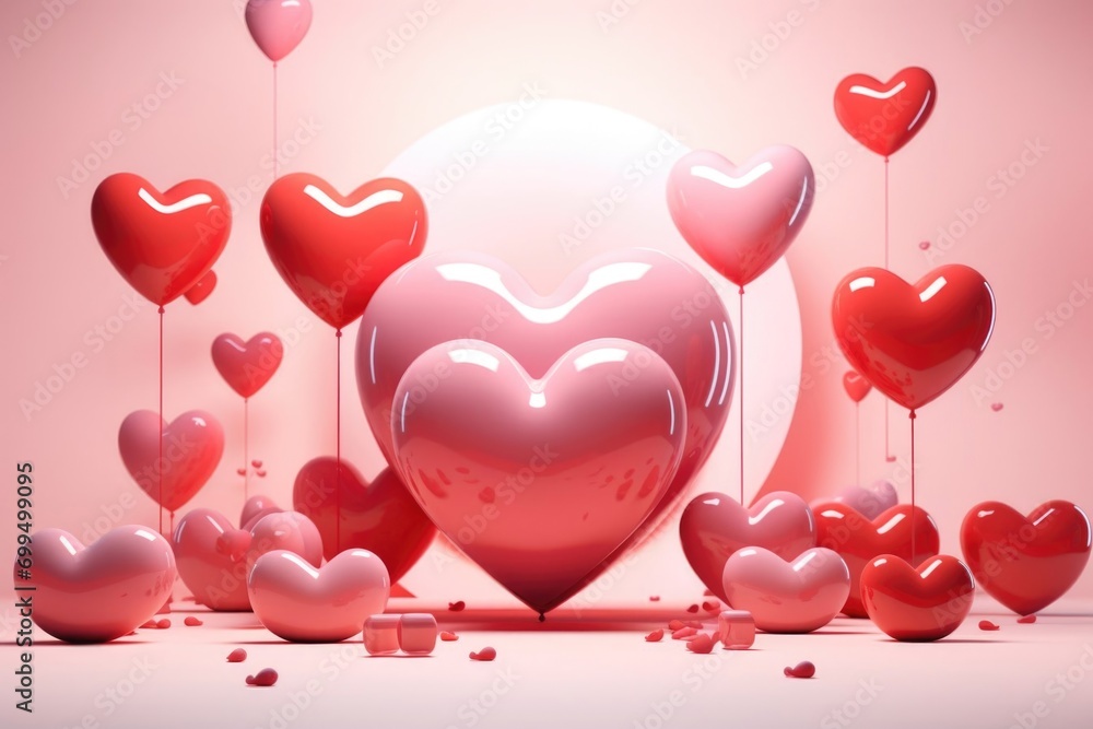 Valentine's day background with hearts. Pink heart.