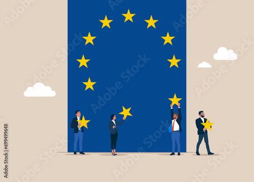 Introduction in European Union or EU Exit. European Commission. Flat vector illustration