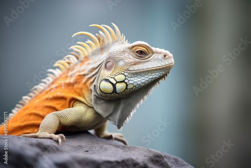 side profile of an iguana on a granite ledge © primopiano