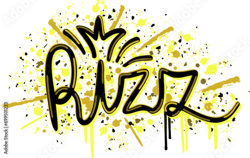 Rizz. Designation of charisma in a short word. Bright lettering in graffiti style.