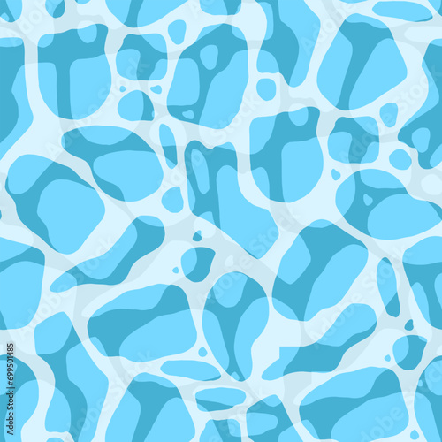 Water Texture seamless Pattern. Vector illustration of sea. Hand drawn bottom with ripple. Marine blue background. Painting of nautical ornament. Ocean or pool surface for fabric or paper design