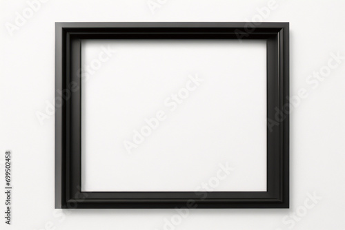 Lienzo en blanco vac  o con marco decorativo negro sobre una maqueta de fondo blanco