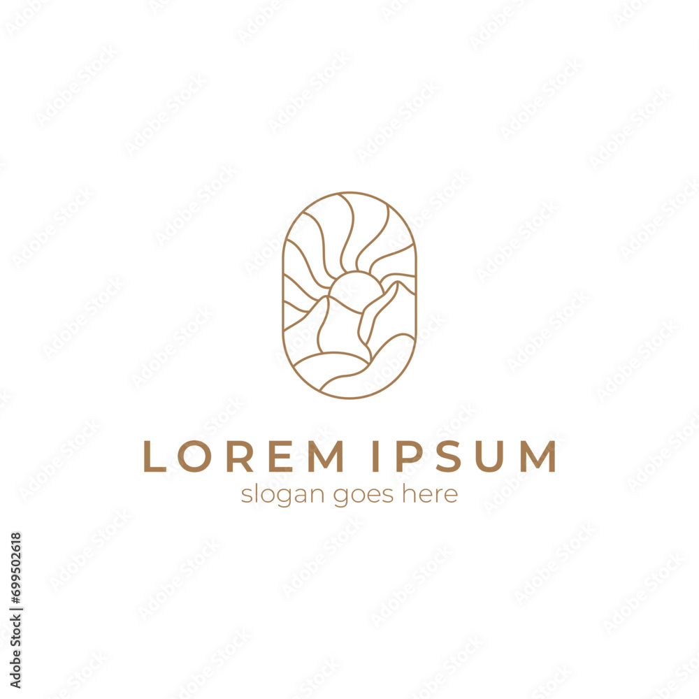 Mountain elegant color line art style logo design template Mountain elegant color line art style logo design template