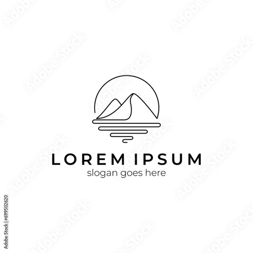 Mountain logo design with continuous line design style