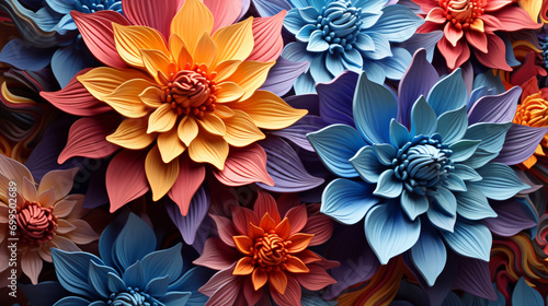 3d multicolored flowers three dimensional painting