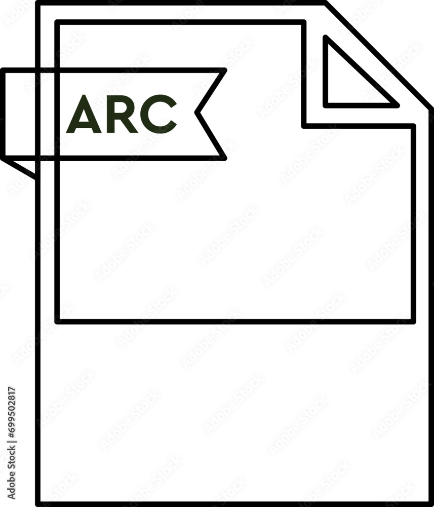 ARC File format icon black outline and light color text ARC File format icon black outline and light color text
