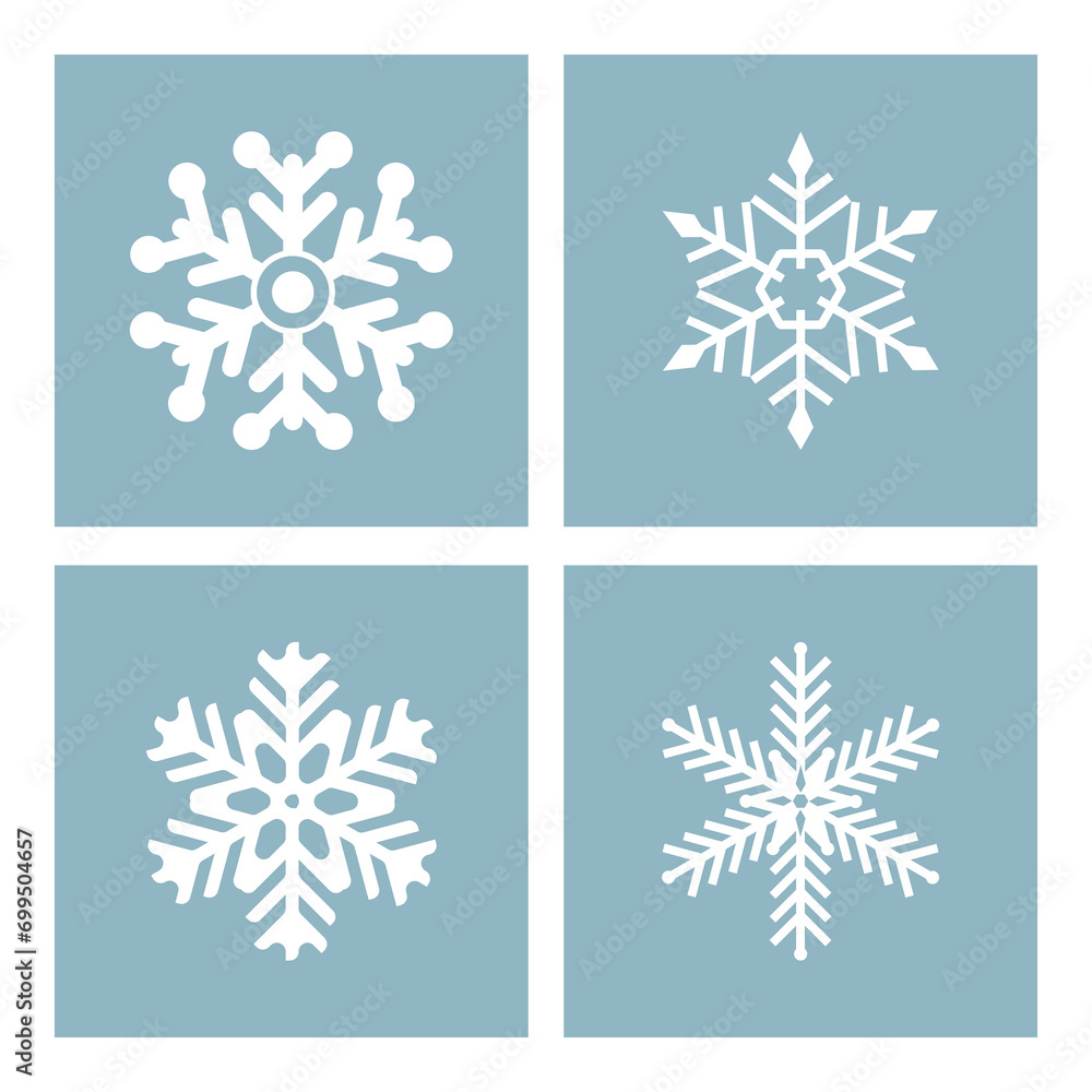 Snowflakes symbol set. Ice crystals icon. Quadruple snowflake vector illustration Snowflakes symbol set. Ice crystals icon. Quadruple snowflake vector illustration