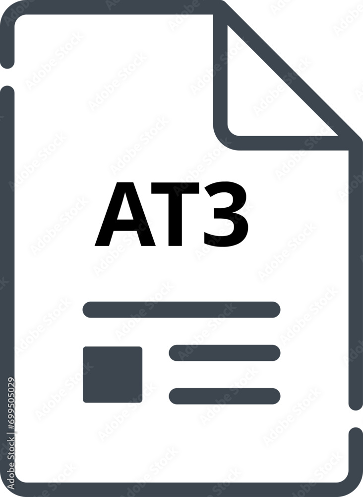 AT3 file Icon minimal outline with symbols AT3 file Icon minimal outline with symbols