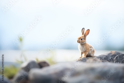 bunny perched on a rock