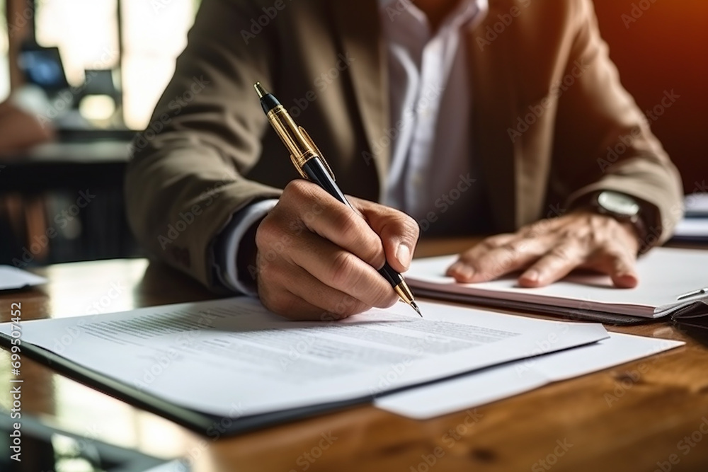 Professional businessman analyzing and examining financial report Professional businessman analyzing and examining financial report
