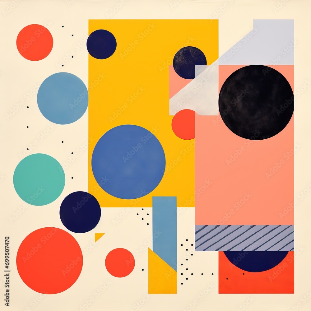 Abstract painting with colorful basic geometric shapes Abstract painting with colorful basic geometric shapes