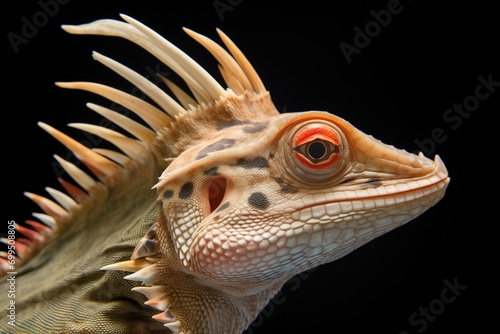 profile of water dragon with distinctive spiny crest © primopiano