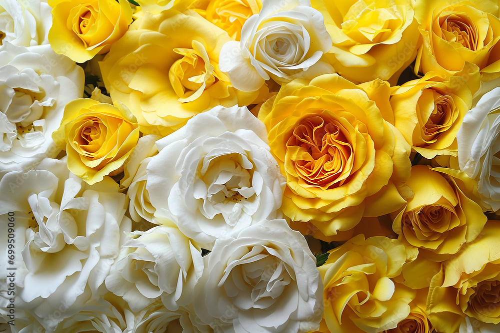 Bright and Cheerful Yellow and White Rose Background Created with Generative AI Tools Bright and Cheerful Yellow and White Rose Background Created with Generative AI Tools