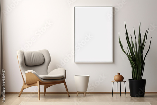 Minimalist Poster Frame Mockup created with Generative AI © dendyh7