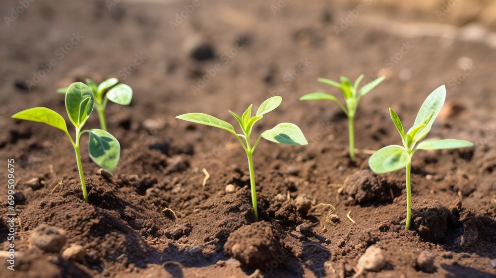 Close-up of small plant growing on soil stock photo Close-up of small plant growing on soil stock photo