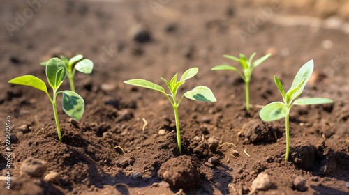 Close-up of small plant growing on soil stock photo