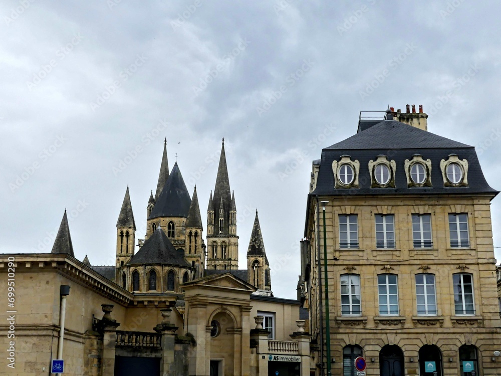 Caen, August 2023 - Visit the magnificent city of Caen, capital of Normandy. View of religious monuments