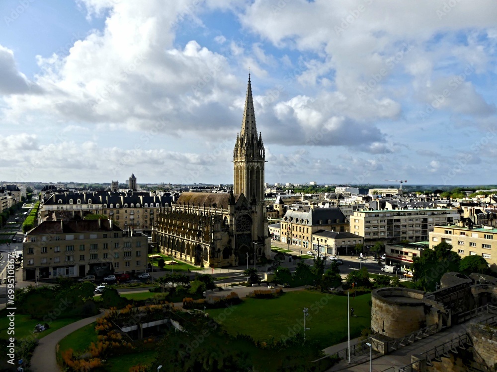 Caen, August 2023 - Visit the magnificent city of Caen, capital of Normandy. View of religious monuments