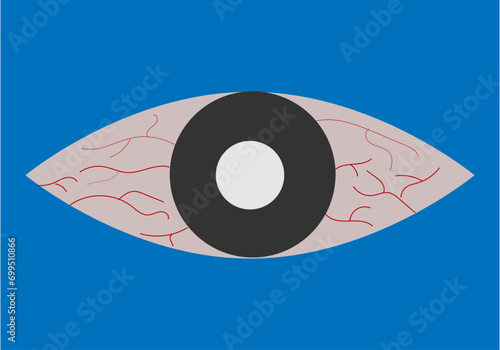 Icono de ojo rojo y lloroso.