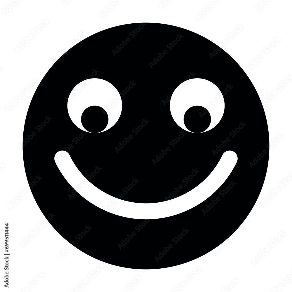 Fototapeta premium Smiling emoji vector icon on white background