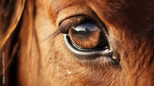 brown horse closeup macro eye daylight ai visual concept photo