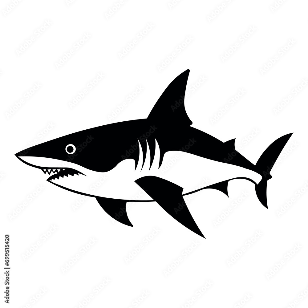Shark black vector icon on white background