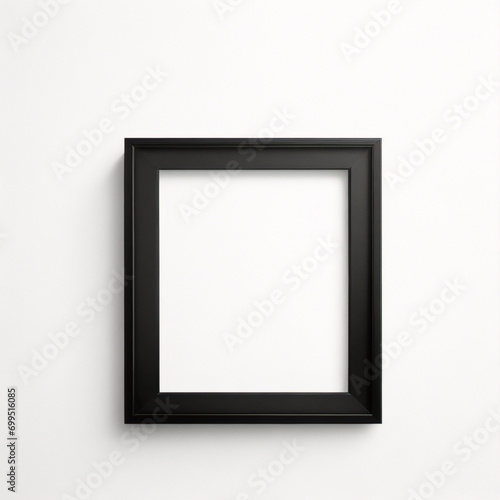 Lienzo en blanco vacío con marco decorativo negro sobre una maqueta de fondo blanco
