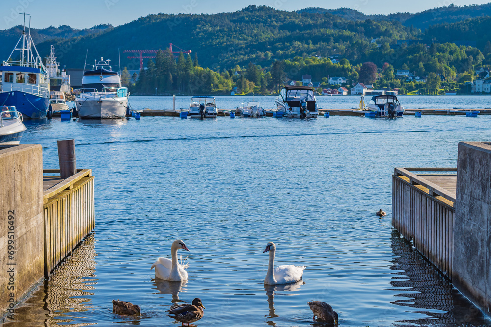Cityscape of Flekkefjord, Norway.