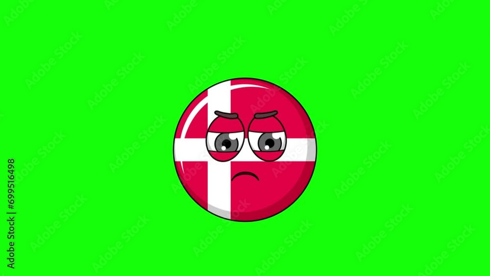 Angry emoticon of flag of denmark character, loop animation emoji Angry emoticon of flag of denmark character, loop animation emoji