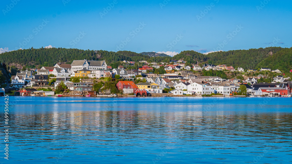 Cityscape of Flekkefjord, Norway.