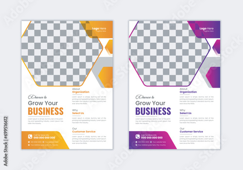  Business Flyer template layout design. Corporate creative colorful business flyer poster flyer pamphlet brochure cover design layout space for photo background, vector template design A4 size.