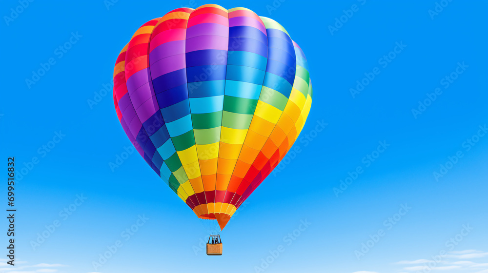 Fototapeta premium Colored hot air balloon on a clear blue sky with few clouds 